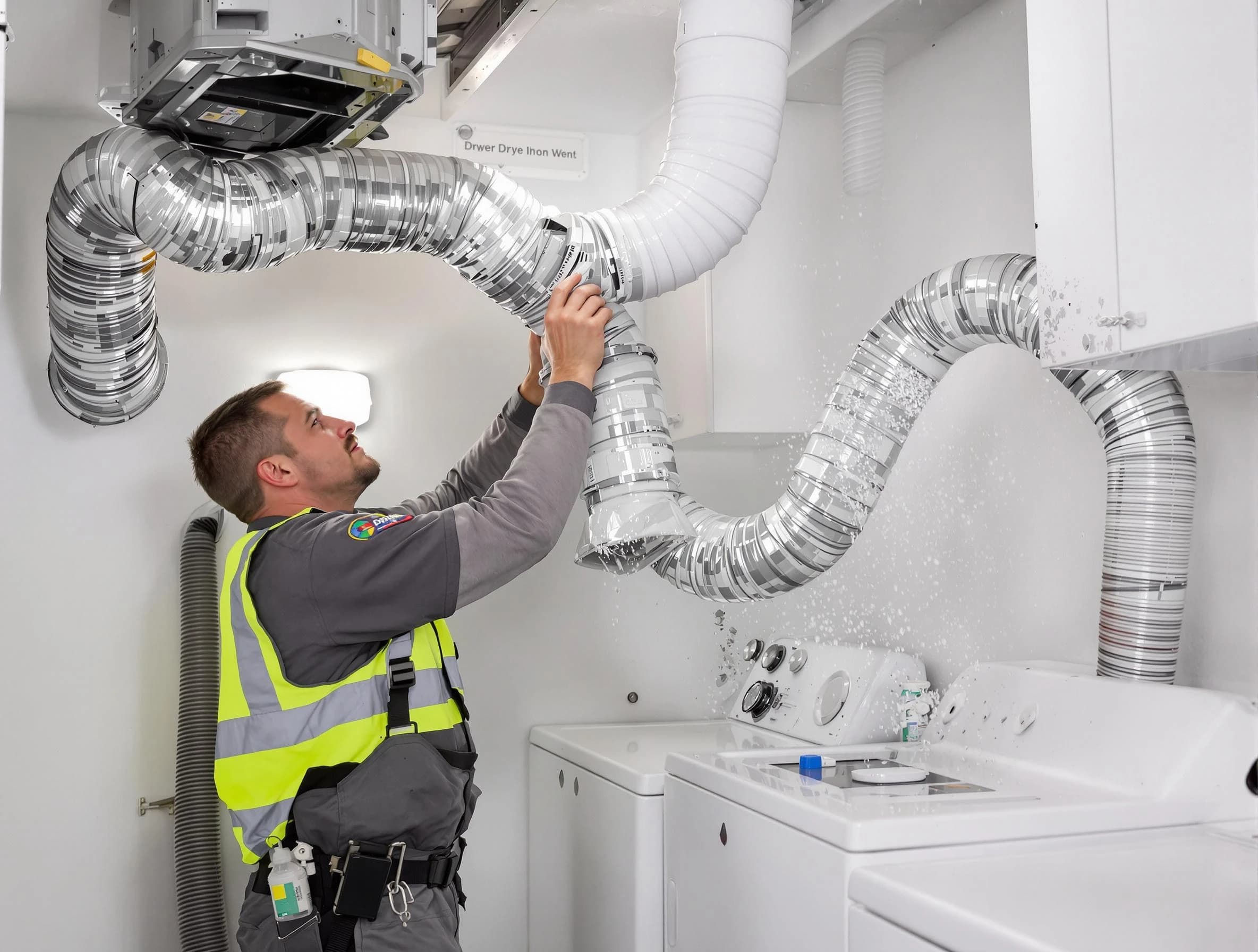 Peoria Dryer Vent Cleaning technician performing detailed dryer exhaust vent cleaning at a home in Peoria