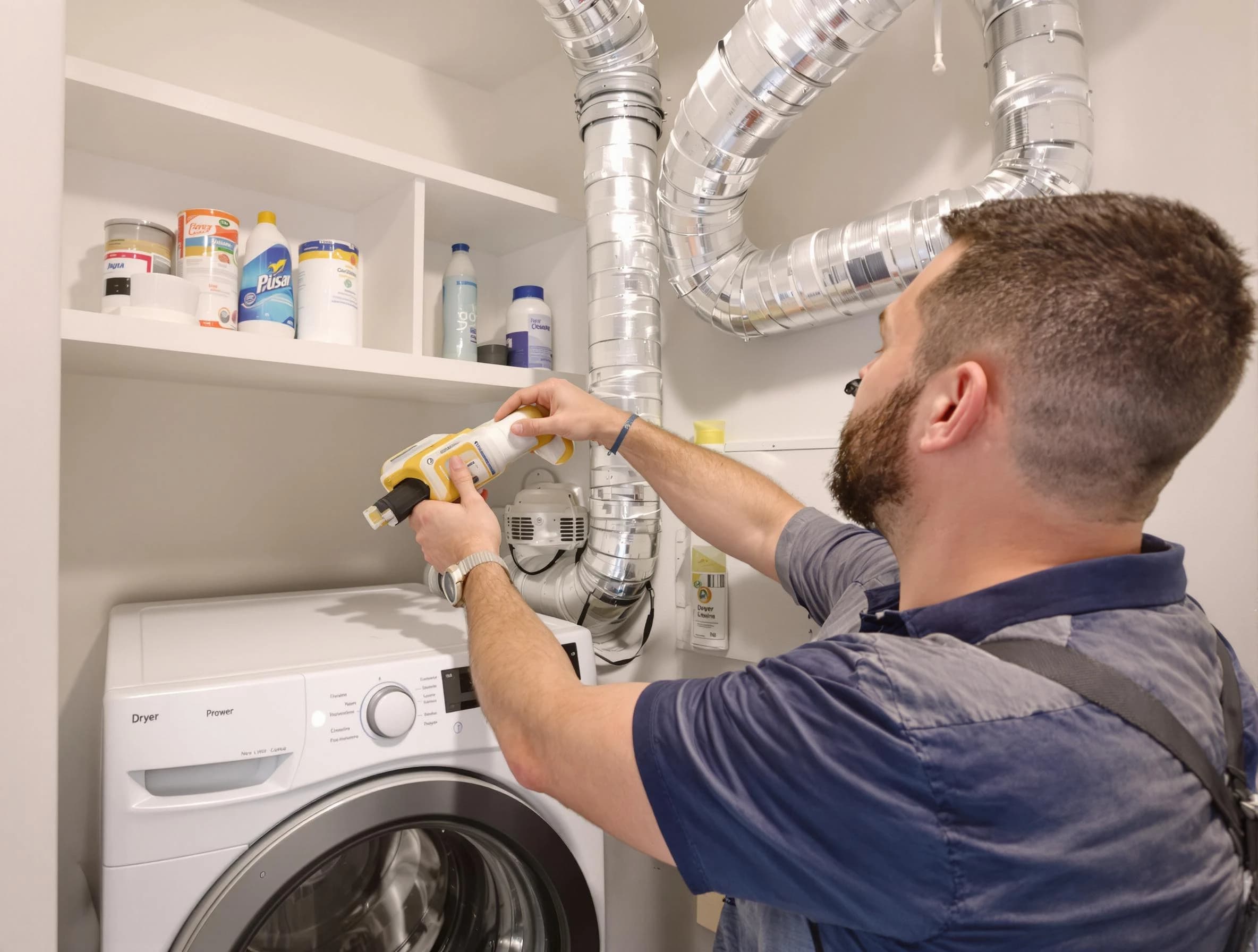 Peoria Dryer Vent Cleaning technician performing dryer vent cleaning at a home in Peoria