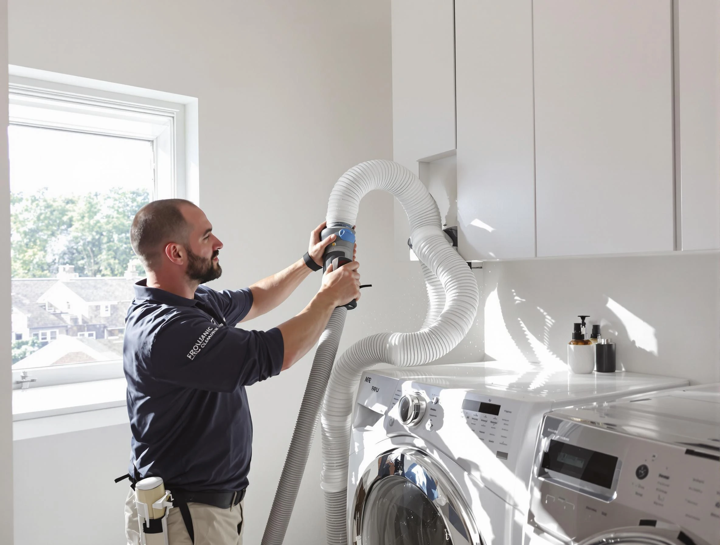 Certified Peoria Dryer Vent Cleaning technician performing dryer vent cleaning in Peoria