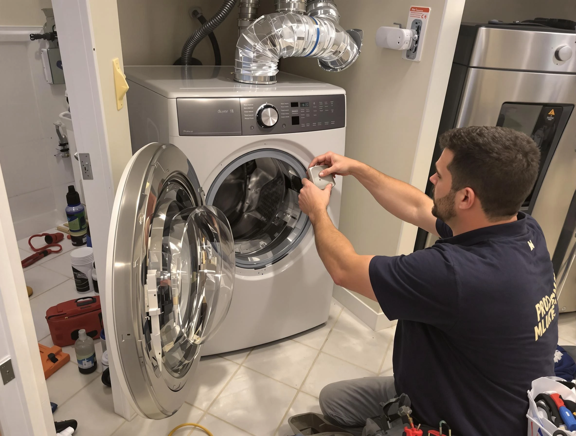 Peoria Dryer Vent Cleaning technician performing precise dryer vent hose installation in Peoria